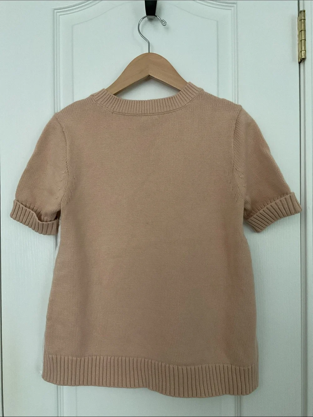 J. Crew Pink and White Eyelet Knit Peplum Top